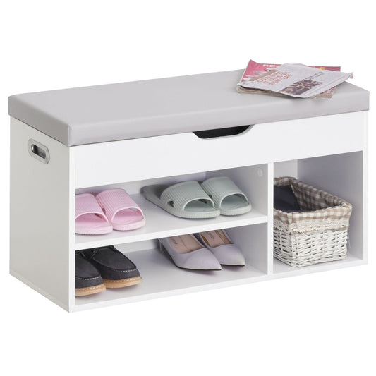 Mobile Shoe Safe Retailed With Back Padded Container and Open rooms 80x30x43cm, White - Borgè