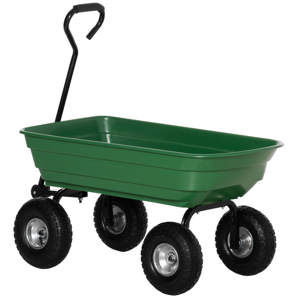 Garden Cart with Steel Frame and Pneumatic Tires, 108x52x100cm, Green - Borge' Group Limited