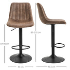 Set 2 industrial -style bar stools with adjustable height in brown -like - Borgè