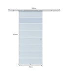 Internal sliding door in chopped and satin glass with B3 binary aluminum for bathroom Kitchen Studio Glass 205x 90x 0.8cm - Borgè