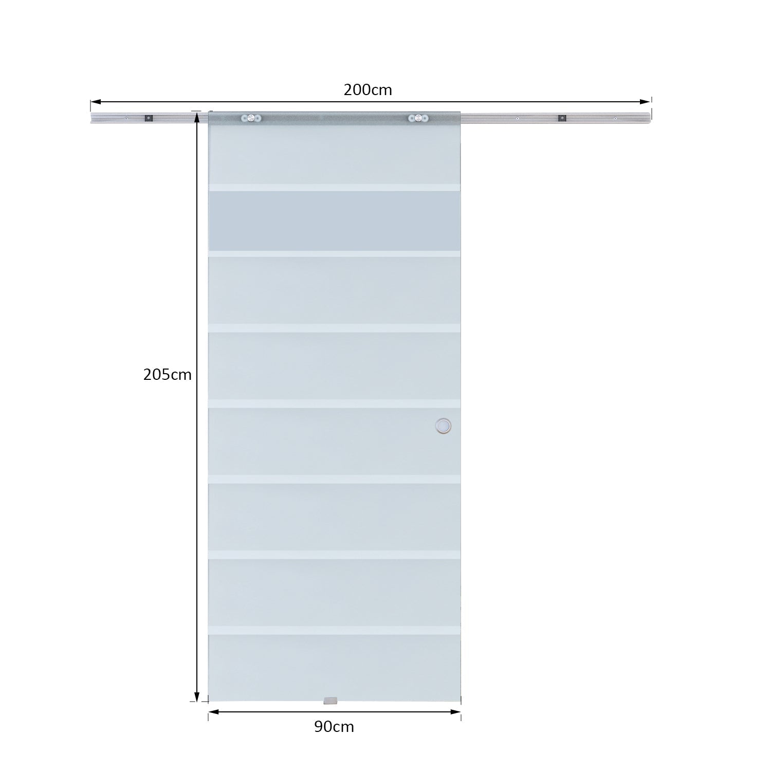Internal sliding door in chopped and satin glass with B3 binary aluminum for bathroom Kitchen Studio Glass 205x 90x 0.8cm - Borgè