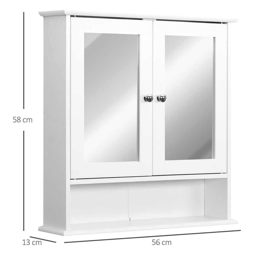 Kleankin Bathroom wall cabinet with white mirror 56 x 13 x 58cm - Borgè