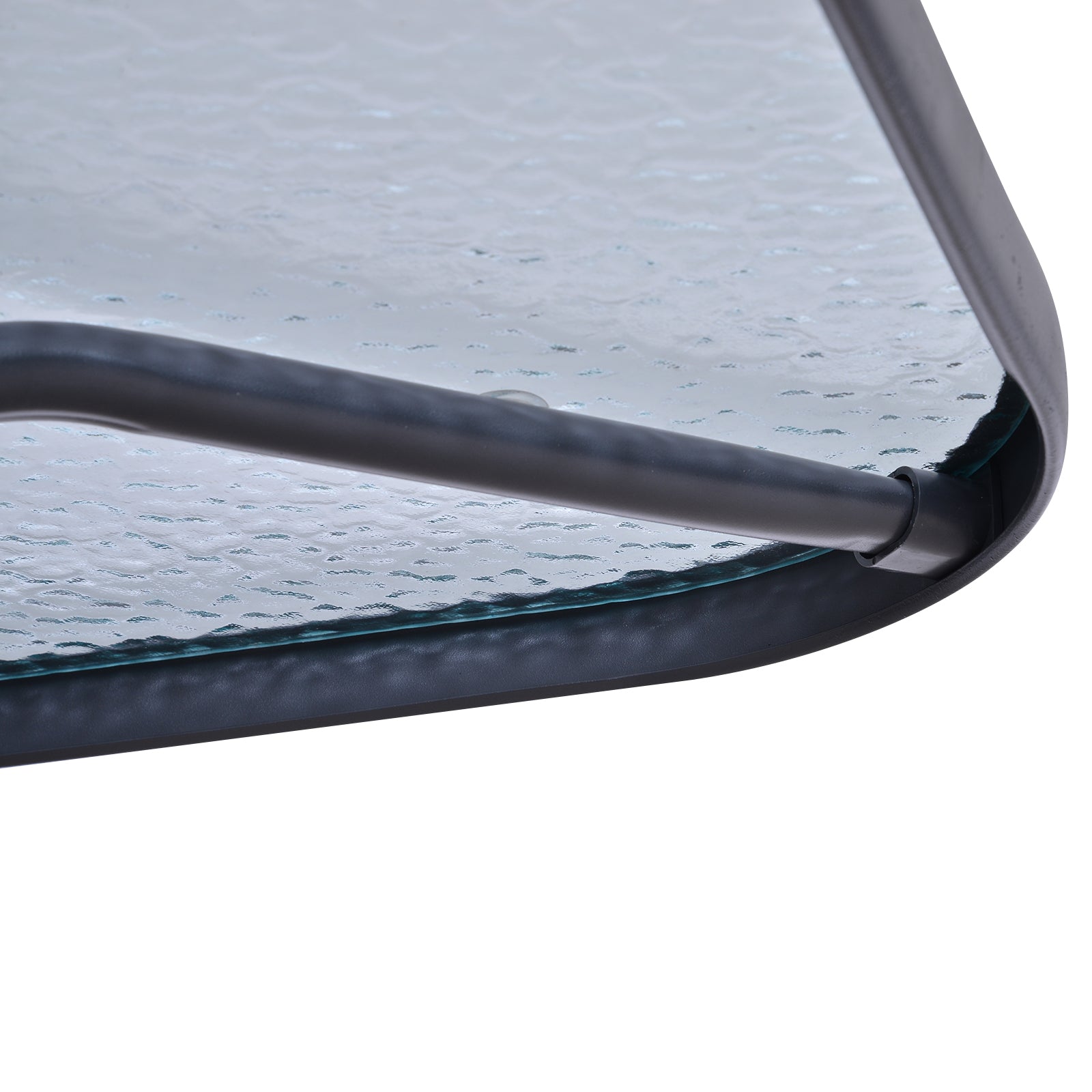 Garden Table with Umbrella Hole, Outdoor Furniture in Metal and Glass 140x80x70cm Grey - Borge' Group Limited