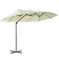 Double Umbrella in Steel and Polyester Anti-UV Waterproof, 440x270x250cm, Beige - Borge' Group Limited