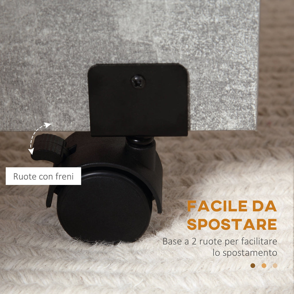 Foldable Wooden Table For 4-6 people with wheels, 75x140x74cm, Grey - Borgè