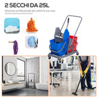 Professional Cleaning Cart 2 Secchi capabilities 25L Strlock 73 × 45 × 92cm - Borgè