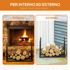 Outsunny interior and exterior metal portal with curved shelf, up to 60kg of wood - black - Borgè