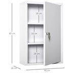 Kleankin 3 -level medicinal cabinet in steel with 2 keys and wall assembly, 40x18x60 cm, white - Borgè
