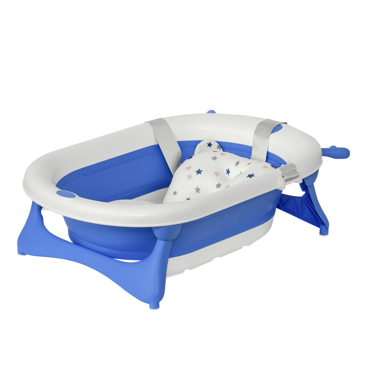 Folding bath tray for children 0-3 years with temperature and pillow indicator, 81.5x50.5x23.5 cm, blue - Borgè