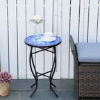 Round Mosaic Metal Garden Coffee Table with Ceramic Top, Ф35.5x53.5cm - Borge' Group Limited