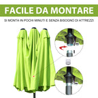 Double Garden Umbrella with Crank Opening, in Steel and Polyester, 460x270x240 cm, Light Green - Borge' Group Limited