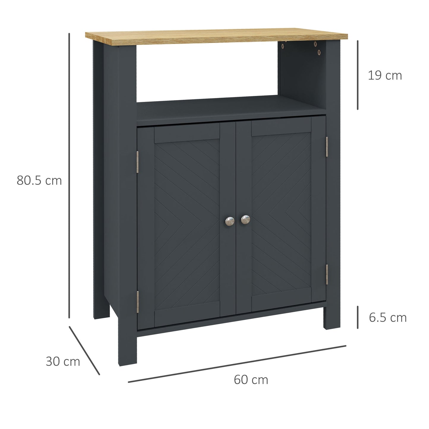 Bathroom Cabinet with 3 MDF and shelves with adjustable Internal shelf | 60x30x80.5 cm - Borgè