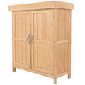 Wooden Garden Shed with 2 Doors, Outdoor Garden Tool Cabinet with Opening Roof, 74x43x88 cm - Borge' Group Limited