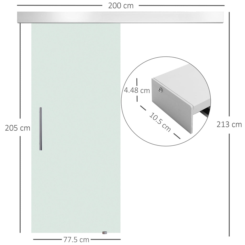 Sliding Worms satin glass with silent track, 77.5x205cm - Borgè