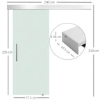 Sliding Worms satin glass with silent track, 77.5x205cm - Borgè