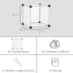 Mobile Mobile Modular Salvaspazio for Interior, 16 cubes 30x30x30cm Plastic PP and steel, 125x32x125cm, transparent - Borgè