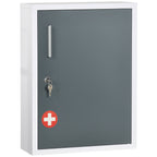 Kleankin Medicinal cabinet with 3 shelves and block with steel keys, 40x15x53.5cm, white and Grey - Borgè