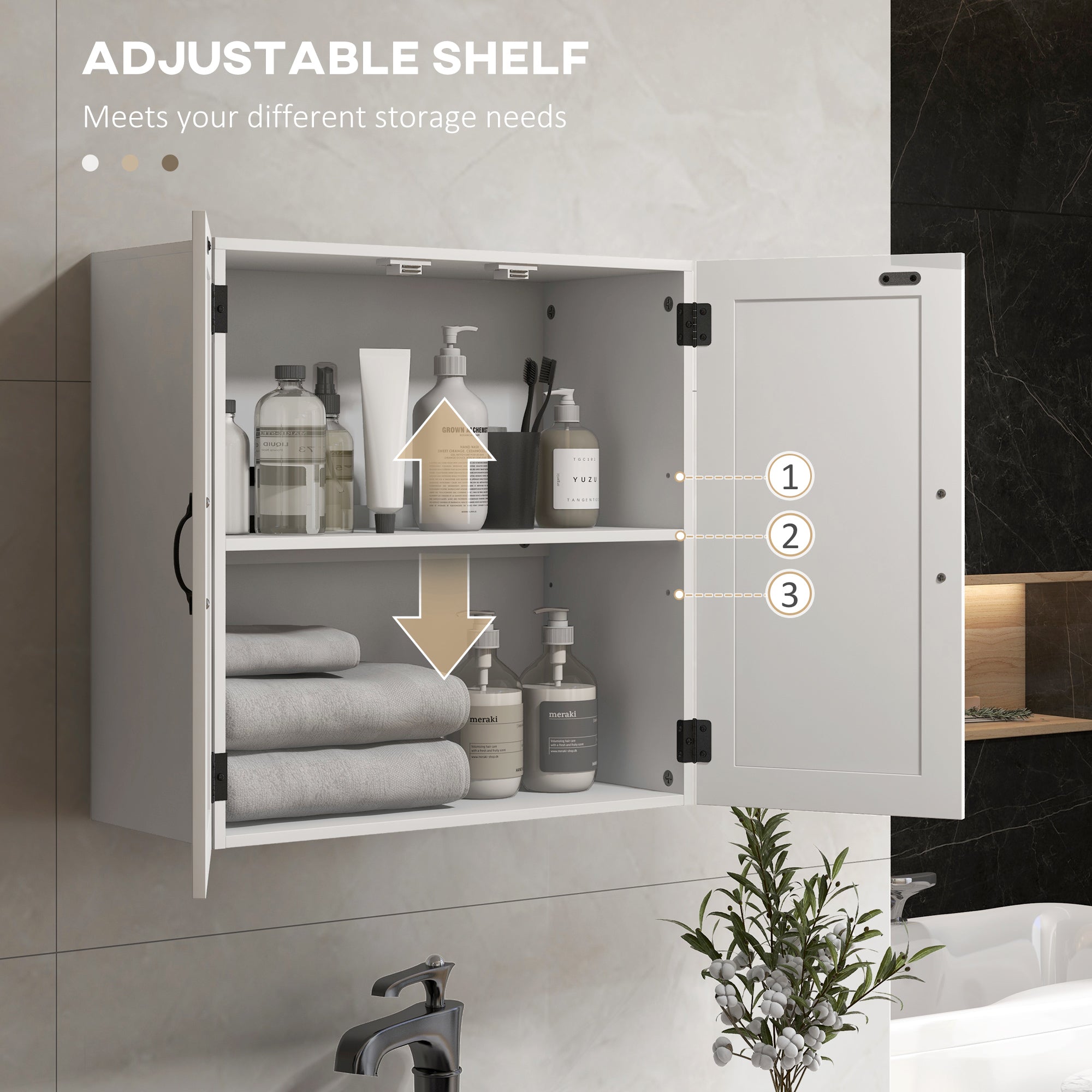 Kleankin Wooden Bathroom Wooden Bathroom Wooden Bathroom With Adjustable Bank, 60x30x60cm, White - Borgè