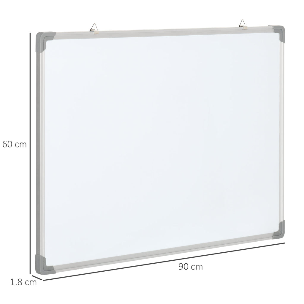 rectangular white magnetic whiteboard with 4 markers, 1 rubber and 10 magnets included, 90x60x1.8 cm - Borgè