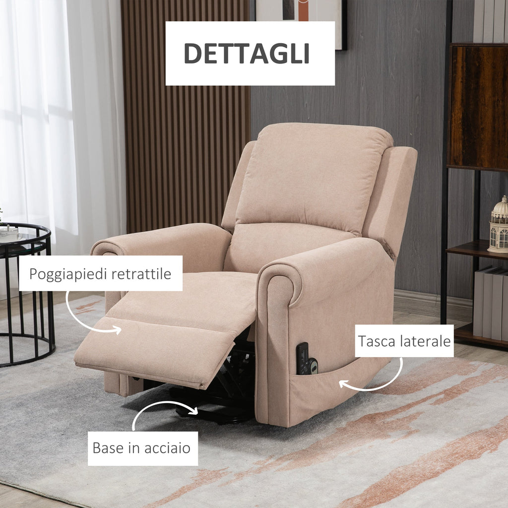 Reclinable Armchair with Lift Assist up to 135 ° with remote control and footrest| 88x92x106 cm - Borgè