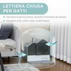 Closed Cat Litter Box with Removable Tray, Mat and Scoop Included, 47x45x42cm, Grey - Borge' Group Limited