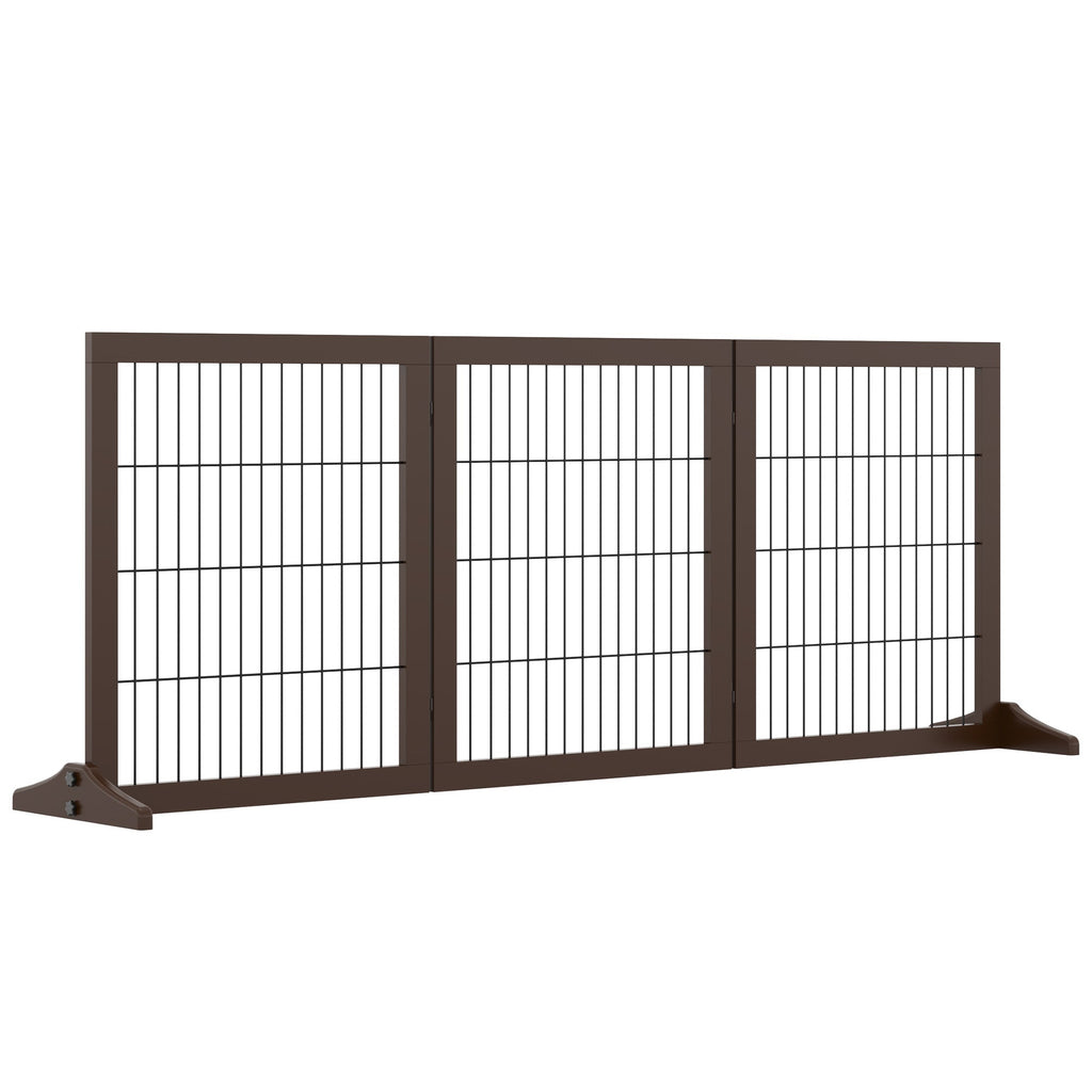 Folding and Adjustable Pet Gate in Pine Wood and Metal with Stable Base, for Dogs and Puppies, 185x36x71cm - Borge' Group Limited