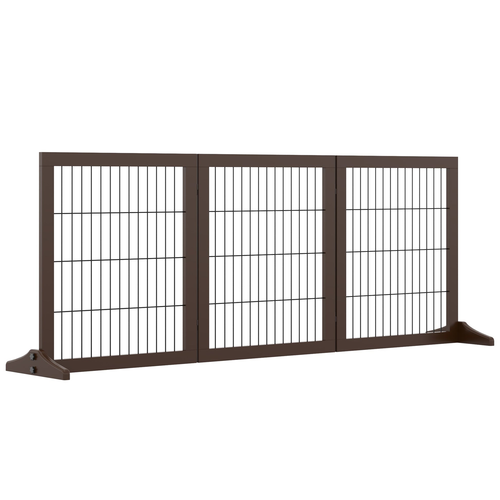 Pawhut folding and adjustable gate in pine wood and metal with stable base, for dogs and puppies, 185x36x71cm - Borgè