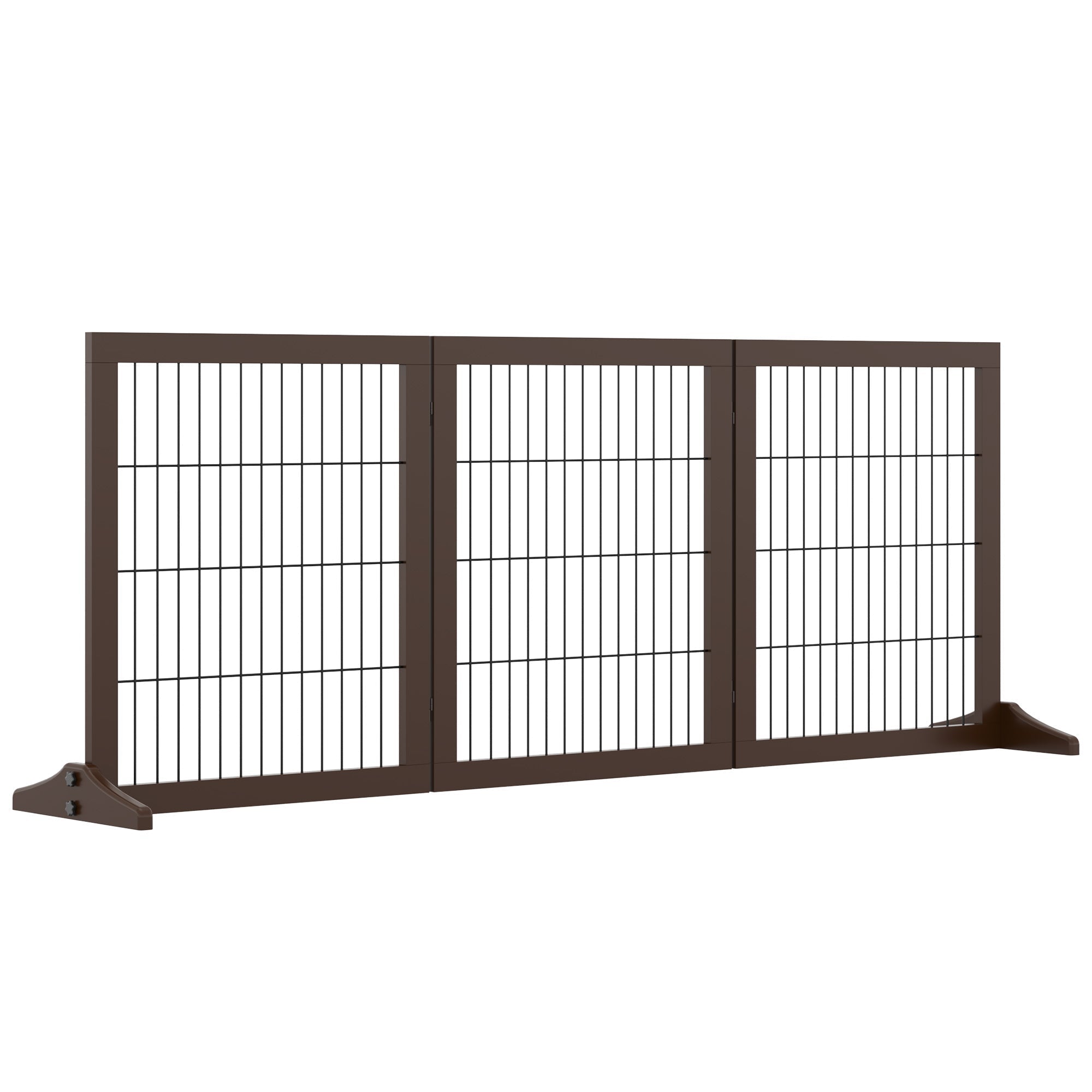Folding and Adjustable Pet Gate in Pine Wood and Metal with Stable Base, for Dogs and Puppies, 185x36x71cm - Borge' Group Limited