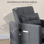 Single Bed Armchair Reclinable on 3 levels with extra pillow, 69x82x85cm, Grey - Borgè