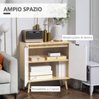 Modern Multiuse Mobile in Chocolate and Pine Wood with Adjustable internal shelf on 3 levels, 77x35x77.5 cm - Borgè