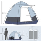 Outsunny camping curtain 4 seats with automatic opening and accessories, in steel and Oxford fabric, gray and black - Borgè