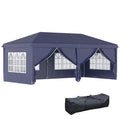 Gazebo 6x3 m Folding Garden, Steel and Polyester with 6 Side Panels, Blue - Borge' Group Limited