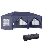 Gazebo 6x3 m Folding Garden, Steel and Polyester with 6 Side Panels, Blue - Borge' Group Limited