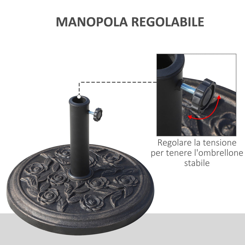 9kg Resin Umbrella Base with Bronze Finish Φ45.5 x 31.5cm Black - Borge' Group Limited
