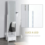 Portagioie wardrobe with mirror and adjustable LED lights with touch switch - Borgè