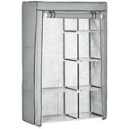 Portable wardrobe wardrobe Non -woven with 6 open shelves and an Appendino, 103x43x162.5 cm, Grey - Borgè