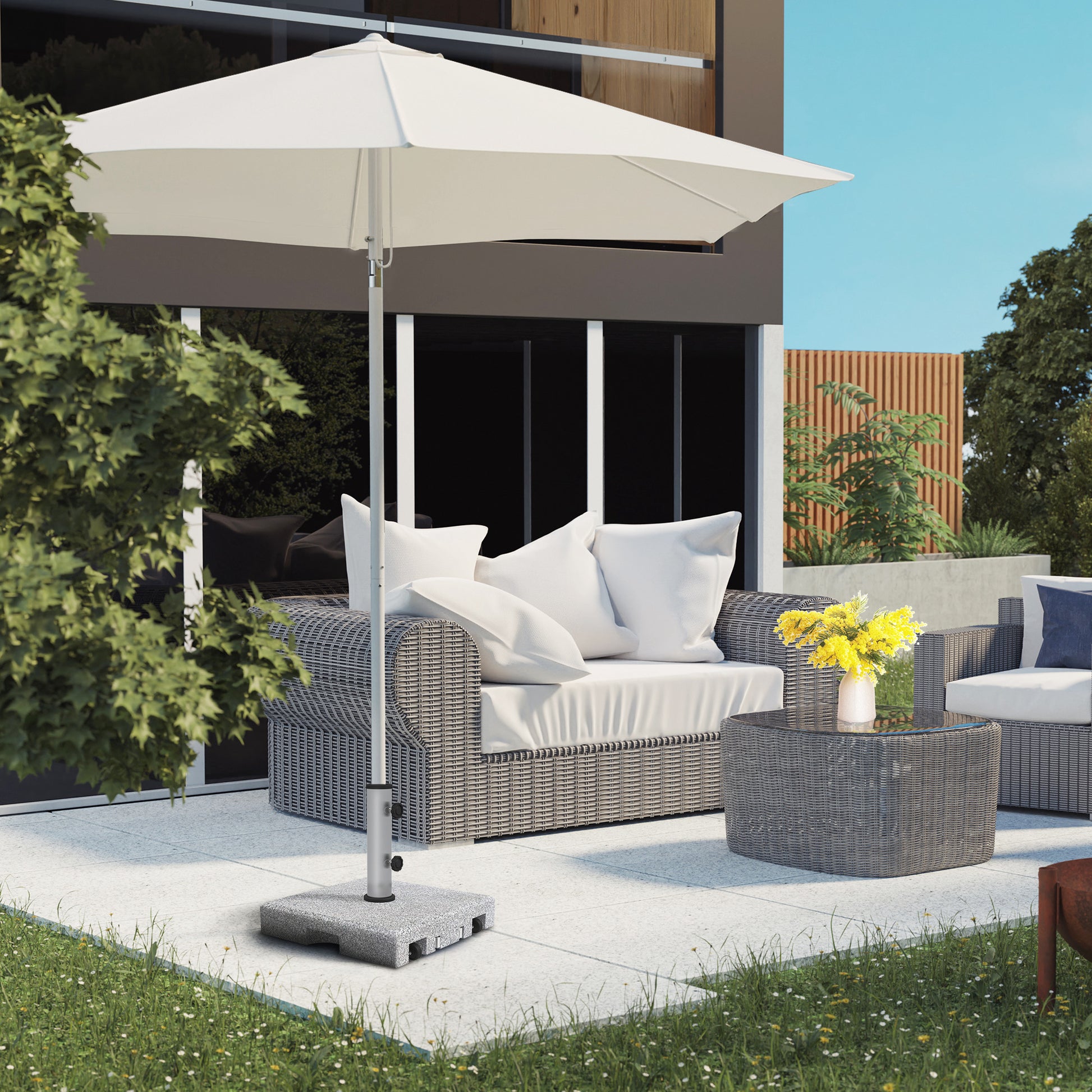 Outsunny base for 28kg granite umbrella with extendable handle and wheels, 41x41x37.5cm, gray - Borgè