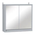 Homcom double glass cabinet with adjustable shelf with wood walls 48x14.5x45cm gray - Borgè