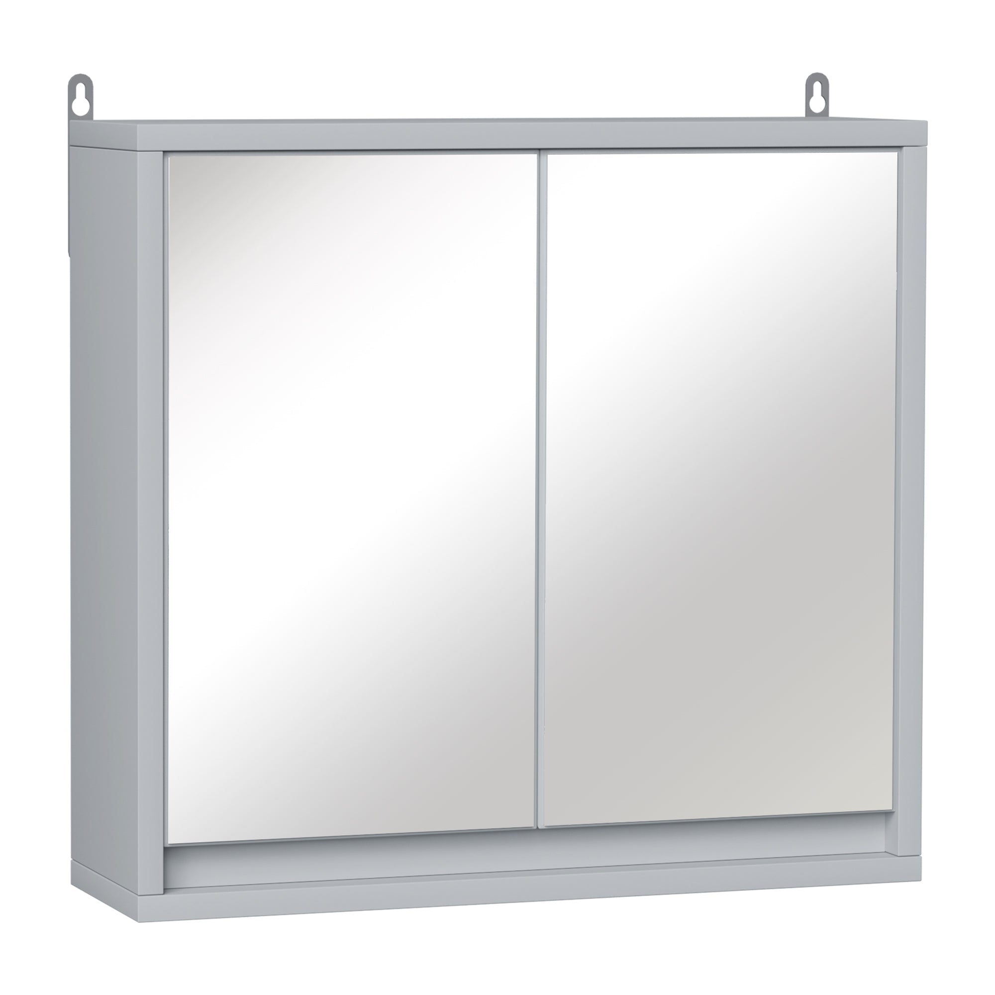 Homcom double glass cabinet with adjustable shelf with wood walls 48x14.5x45cm gray - Borgè