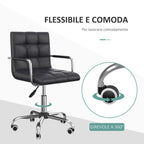 Office chair in black-like with 5 swivel wheels, padding and adjustable height, 52.5x54x84-99cm - Borgè
