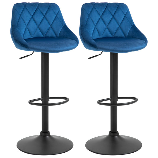 Homcom set 2 swivel design bar stools with adjustable height - blue - Borgè