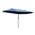 Double Garden Umbrella with Crank Opening, Steel and Polyester, 460x270x240 cm, Blue - Borge' Group Limited