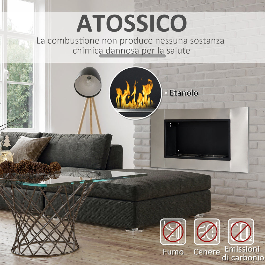 Bioethanol fireplace fireplace with 2 burners capacity of 3L 4400W 110 x 54 x 14.5cm - Borgè