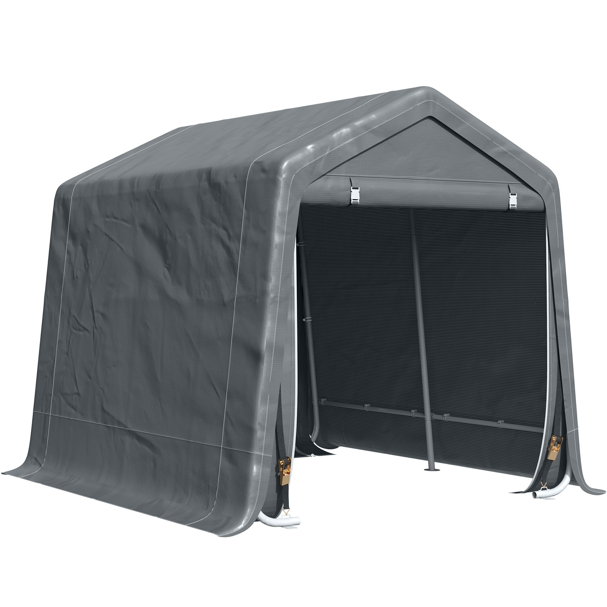 Garage Tent for Cars, Motorcycles and Tools in Metal and PE Fabric, 280x240x240cm, Grey - Borge' Group Limited