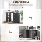 Homcom PC Desk with 3 shelves and 3 drawers per room and office, in MDF wood, 120x49x72 cm, black - Borgè