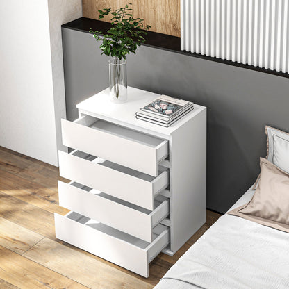 Homcom chest of drawers 4 drawers in chipboard with metal guides and grooved handles, 60x40x80 cm, white - Borgè