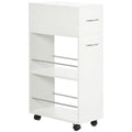 kitchen trolley in chipboard and stainless steel with 2 open shelves, removable drawer and parapetti, 25x50x85 cm - Borgè