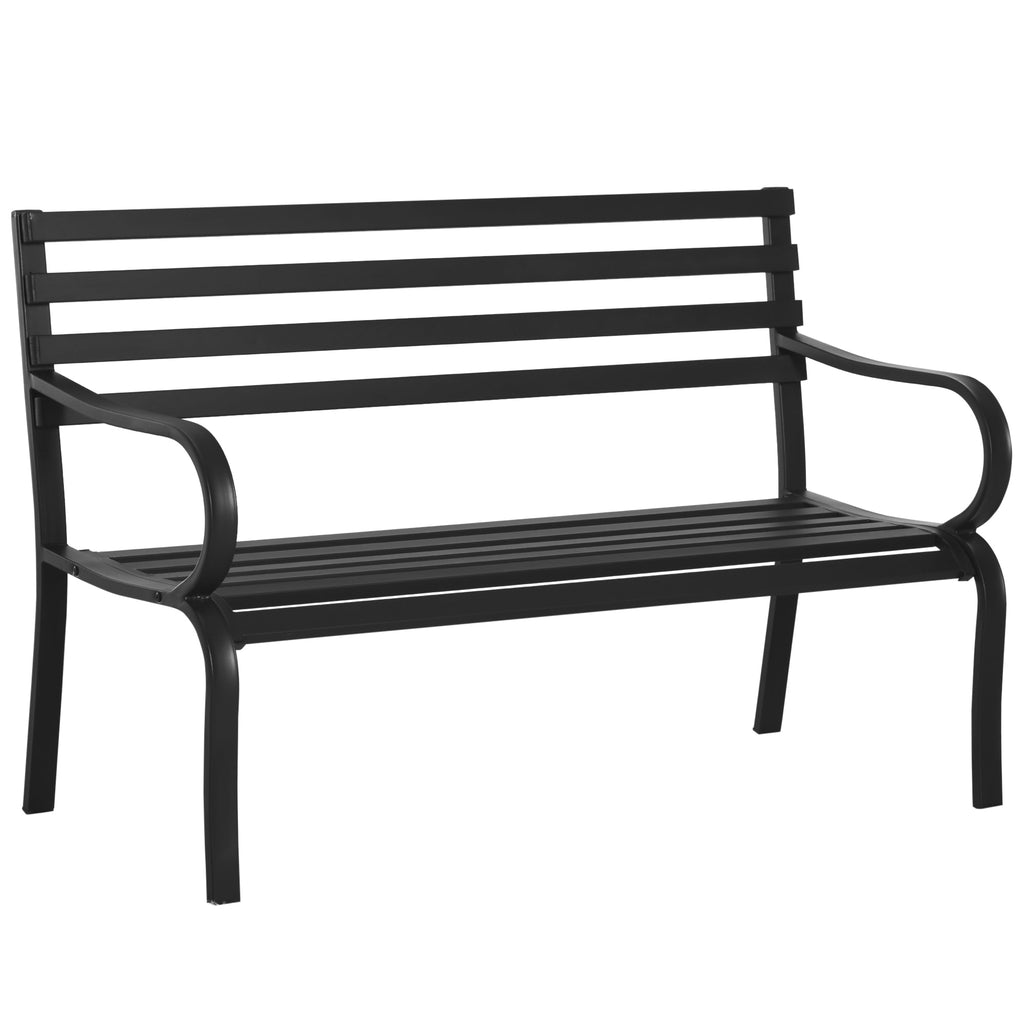 Outsunny garden bench in black metal 127 x 62 x 82cm - Borge' Group Limited