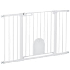 Extendable Dog Gate with Self-Closing Door, Metal and ABS, 75-131x76 cm, White - Borge' Group Limited
