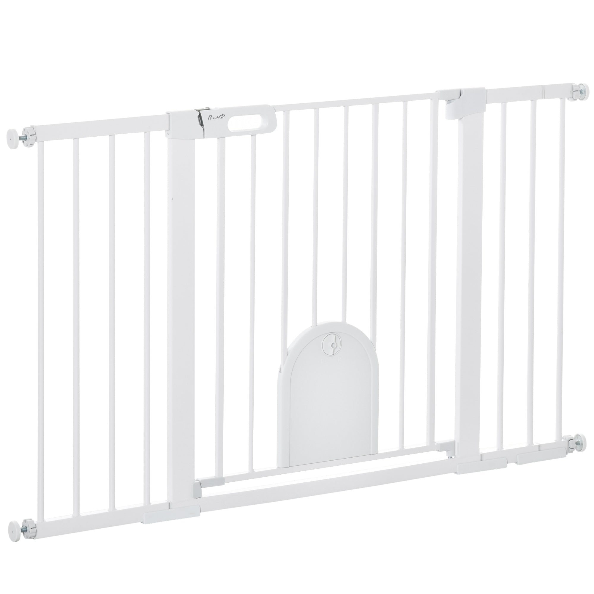 Extendable Dog Gate with Self-Closing Door, Metal and ABS, 75-131x76 cm, White - Borge' Group Limited